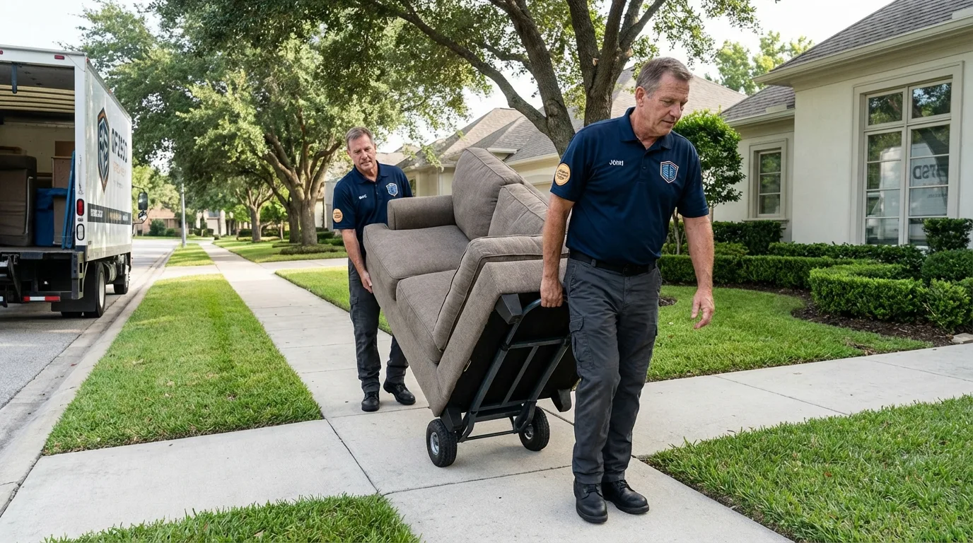 Local residential moving crew loading furniture in South Paris, ME